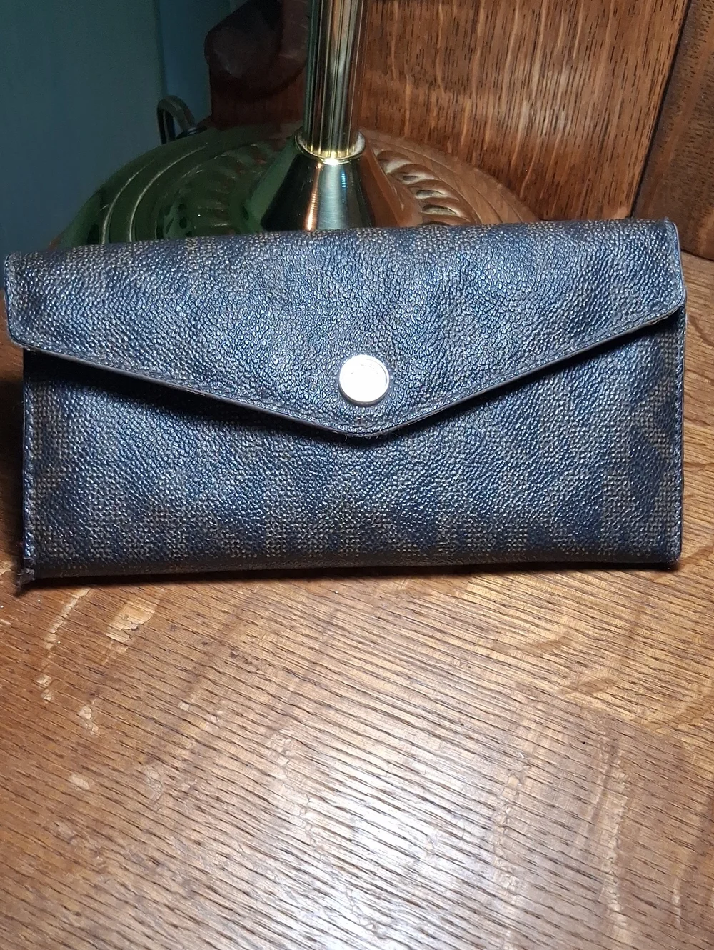MK Logo Leather Snap Wallet